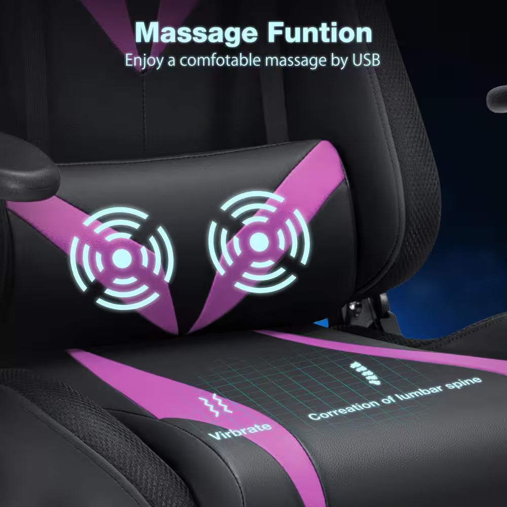 Level up your gaming experience with our Purple Faux Leather Massage LED Reclining Chair! 🎮✨ Enjoy Bluetooth speakers and adjustable armrests for ultimate comfort! 💜🛋️ #GamingChair #Ergonomic #GameOn