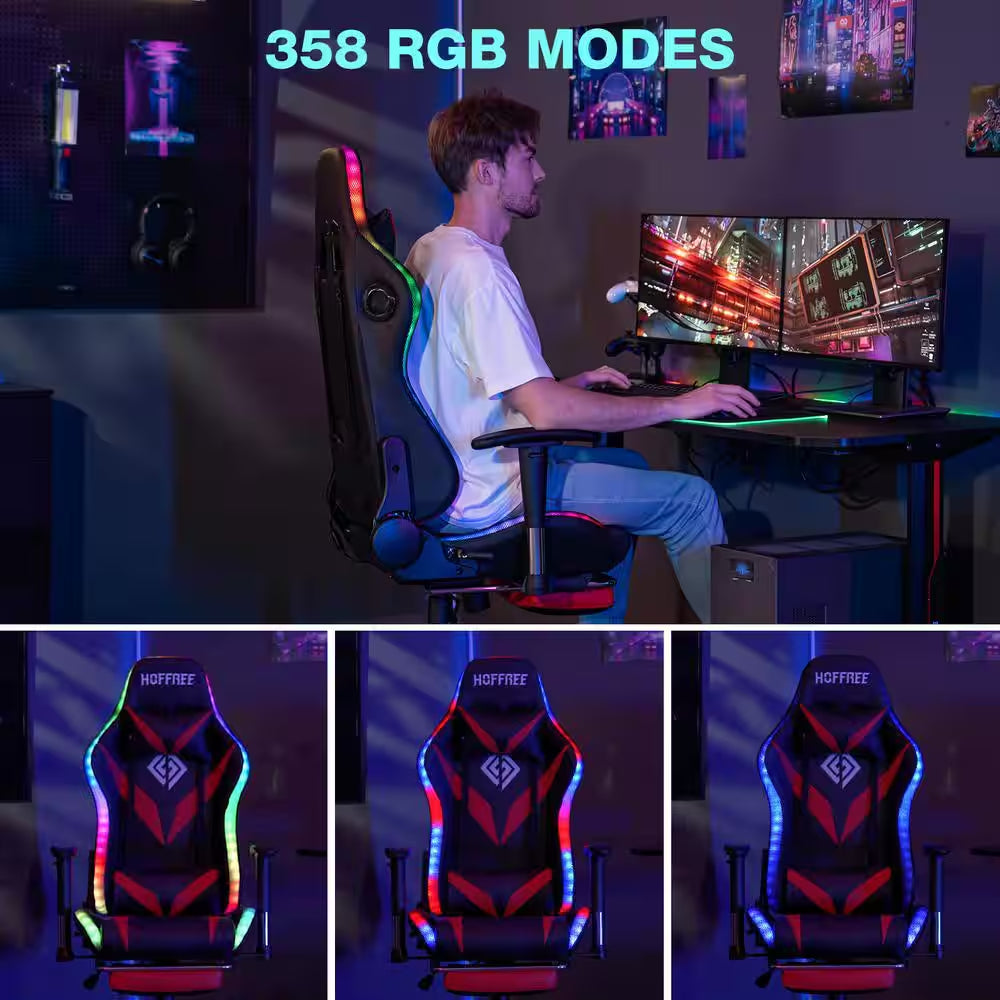 Level up your gaming experience with our sleek Red Faux Leather Massage LED Reclining Chair! 🎮✨ Enjoy Bluetooth speakers and adjustable armrests for ultimate comfort! #GamingChair #ErgonomicDesign