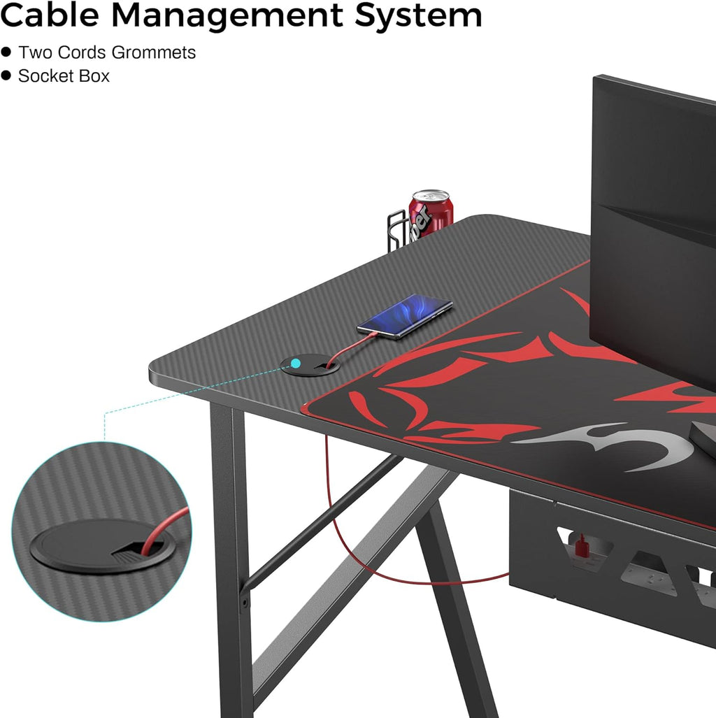 Transform Your Gaming Space! 🚀🖤 Discover the Ultimate 47-Inch K Shaped Desk with Everything You Need: Cable Management, Controller Stand, Cup Holder, Headphone Hook & a Free Mouse Pad! 🎮✨ #GamingDesk #GamerVibes