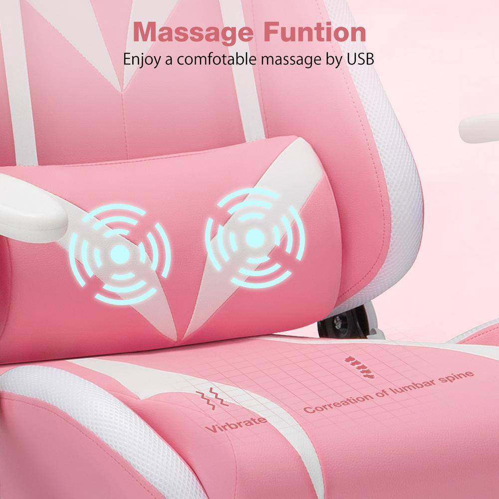 Level up your gaming experience with our stylish Pink Faux Leather Massage Chair! 🎮✨ Featuring LED lights, Bluetooth speakers, and adjustable armrests for ultimate comfort! 💖🛋️ #GamingChair #Ergonomic #PinkVibes