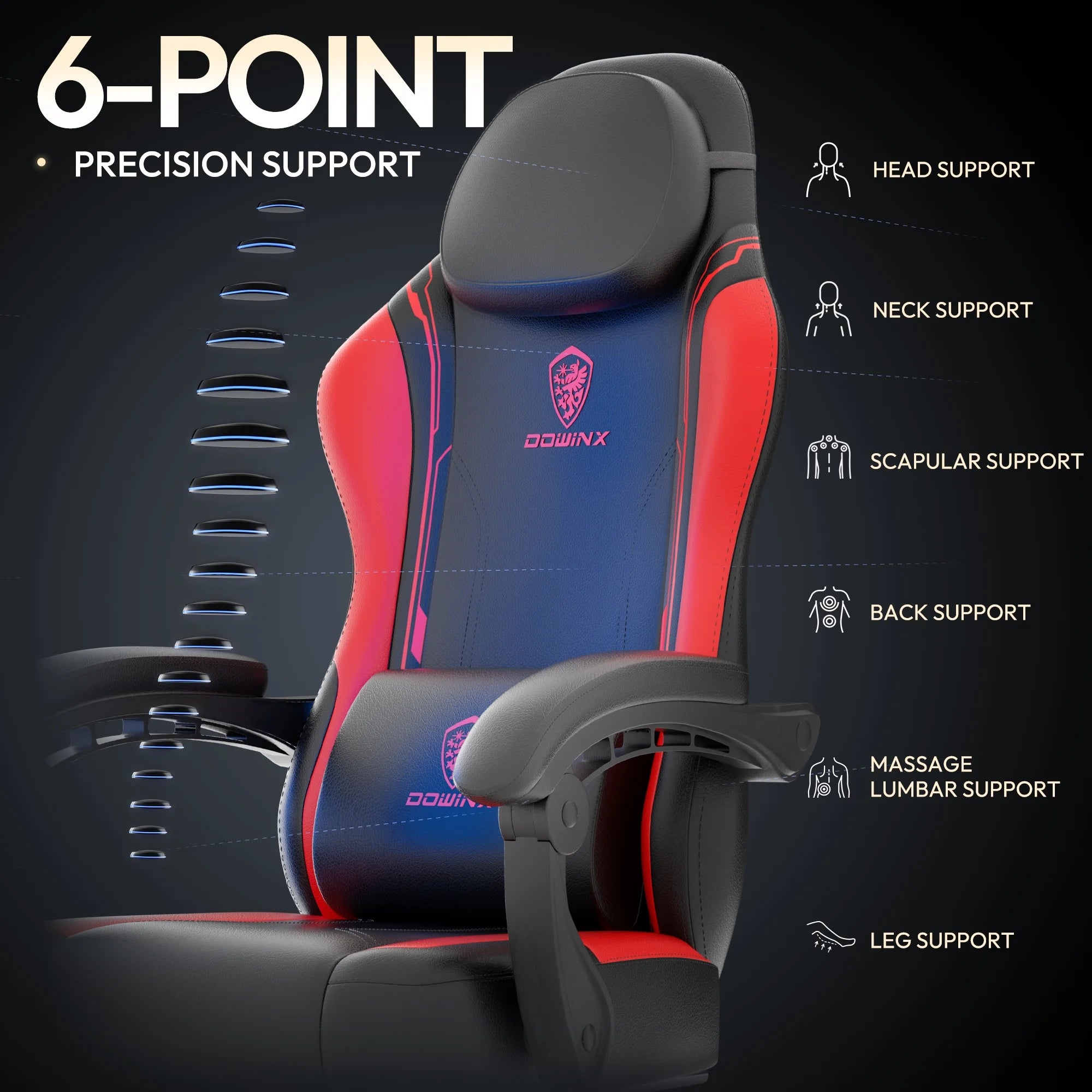 Level Up Your Comfort! 🎮🪑 Ergonomic Gaming Chair with Footrest & Massage Support - Perfect for Office & Gaming Sessions! Red Hot Style! 🔥 300LBS Capacity!