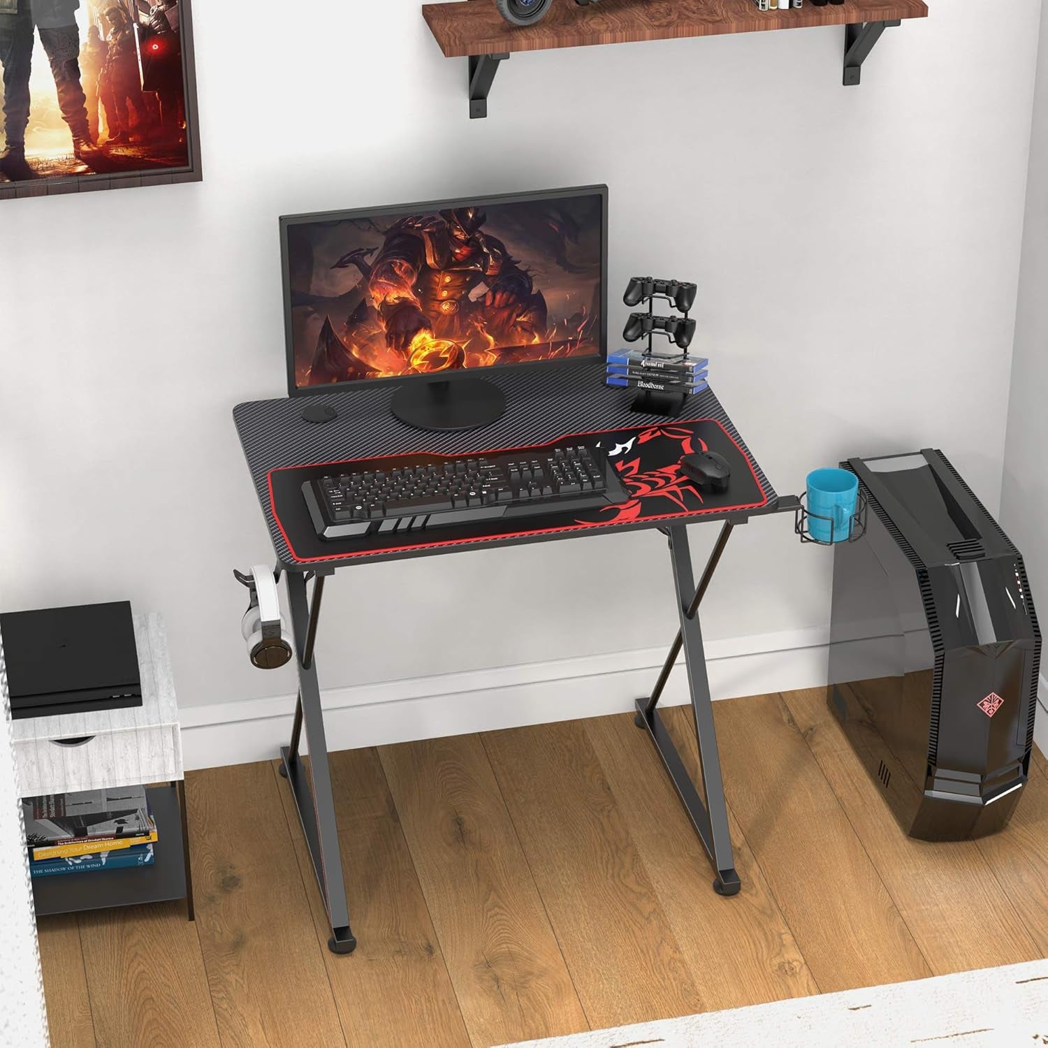 Level up your gaming setup with our sleek 31" X-Shaped Gaming Desk! Perfect for small spaces, it features a handle rack, cup holder, and headphone hook. Get yours in black! 🎮🖤 #GamingDesk #GamerLife