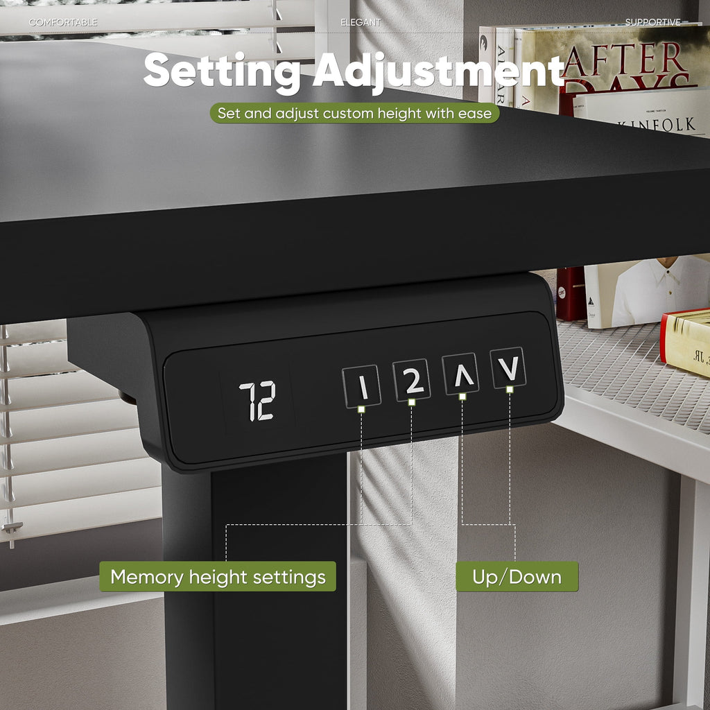 47" Wide Home Office Electric Height Adjustable Standing Desk Lifting Range 28~46" Computer Desk with Monitor Stand,Black