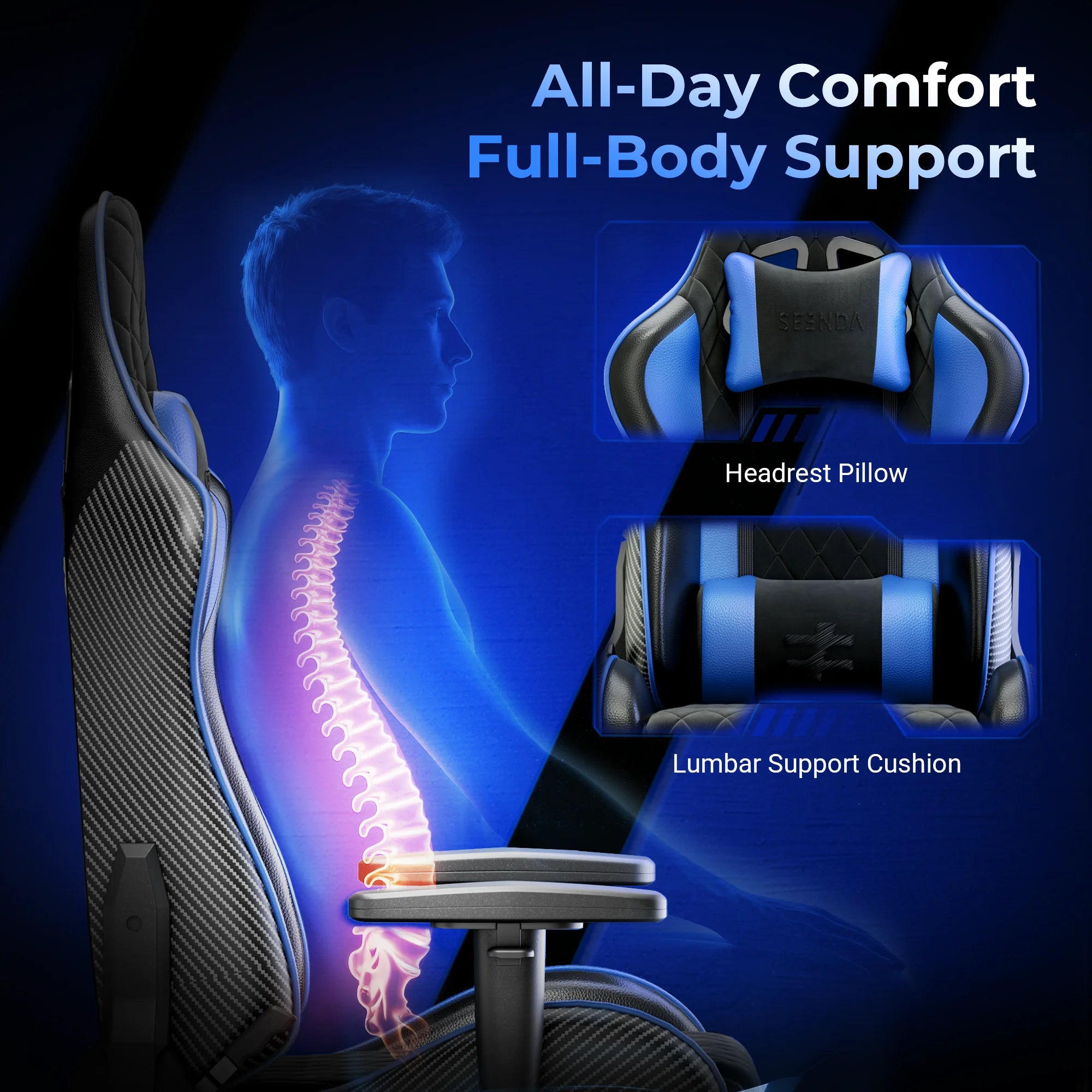Gcpro-10 Gaming Chair, Big and Tall Video Game Chair with Footrest, High Back Ergonomic Computer Desk Chair Height Adjustable with Headrest and Lumbar Support
