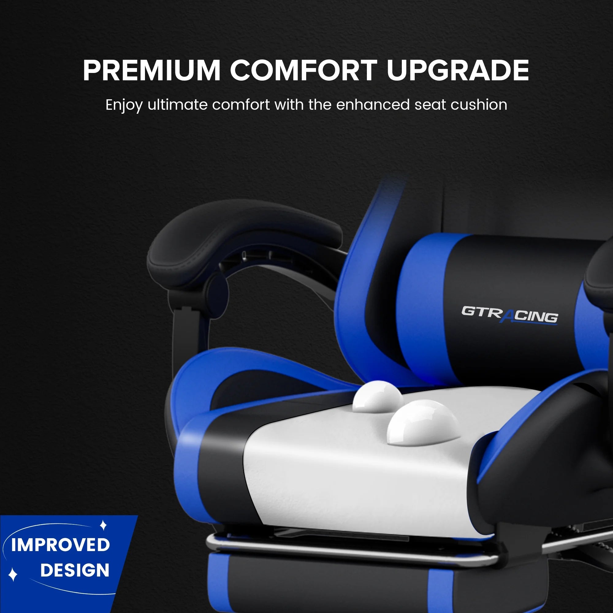 Ergonomic GTWD-200 Gaming and Office Chair with Adjustable Pillows and Footrest, Blue
