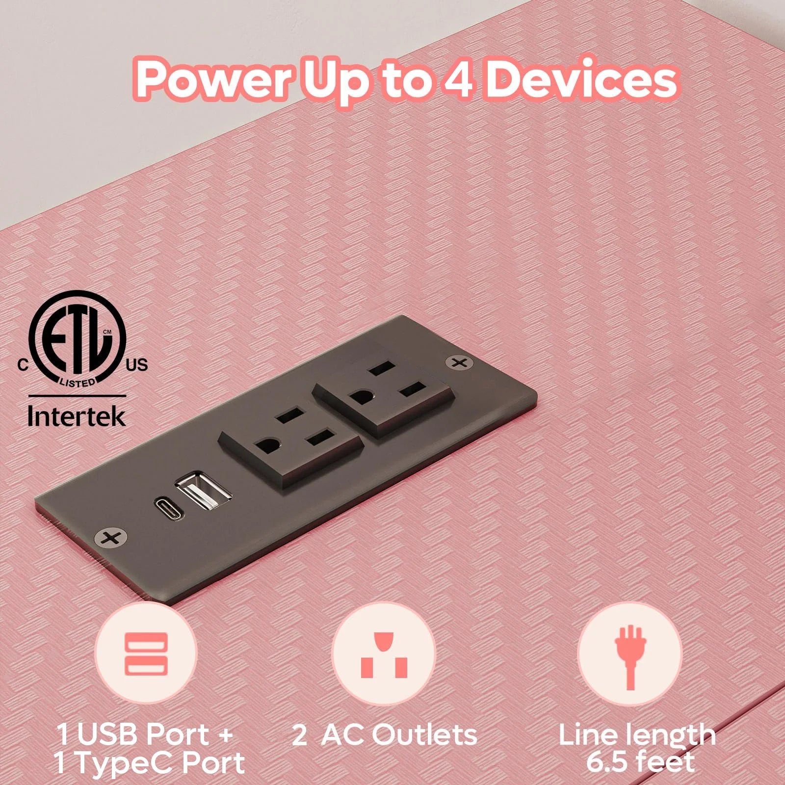 42" L Shaped Computer Desk with Power Outlets, Corner Office Desk with LED Lights & Monitor Stand, Reversible Shelves, Corner Desk for Small Spaces ,Bedrooms & Home, Carbon Fiber Pink