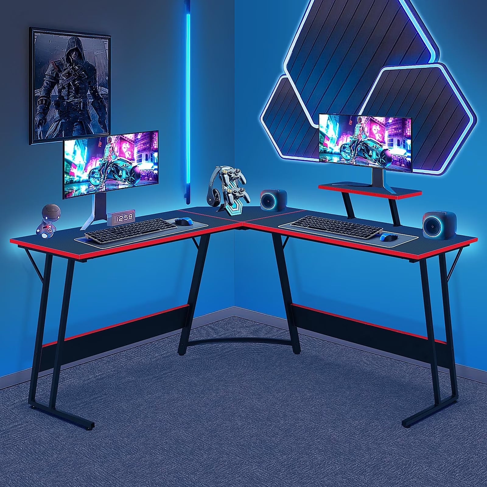 Transform Your Space! 🖥️✨ Discover the Ultimate 50" L-Shaped Gaming Desk - Ideal for Your Home Office & Gaming Needs! 🕹️🖤
