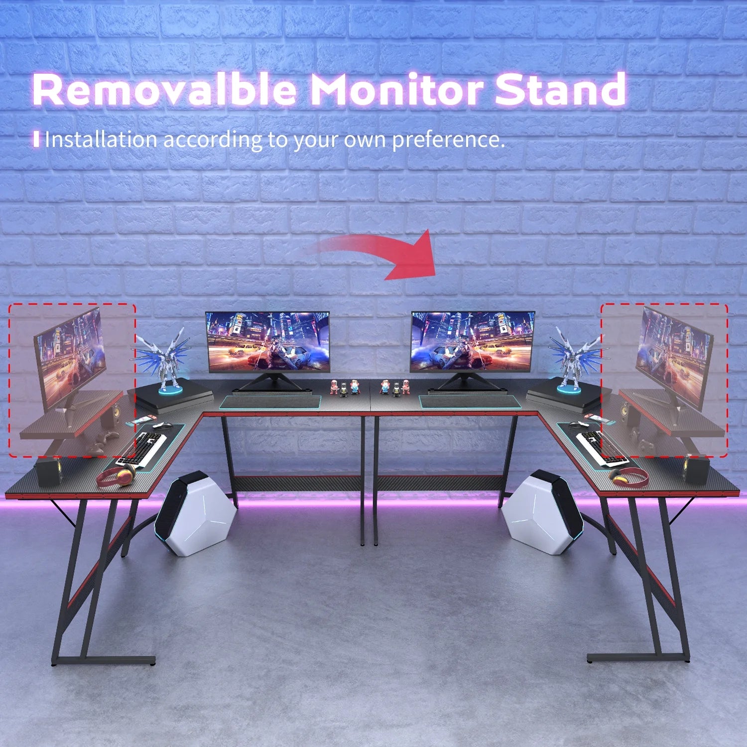 Level up your gaming setup with this sleek 51.2" L-Shaped Carbon Fiber Gaming Desk! Perfect for your corner space in stylish black! 🖤🎮 #GamingDesk #GamerSetup