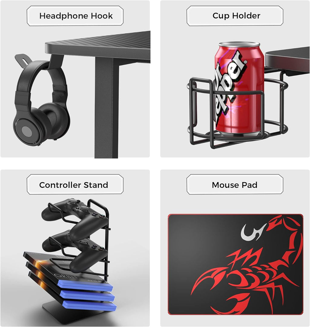 Transform Your Gaming Space! 🚀🖤 Discover the Ultimate 47-Inch K Shaped Desk with Everything You Need: Cable Management, Controller Stand, Cup Holder, Headphone Hook & a Free Mouse Pad! 🎮✨ #GamingDesk #GamerVibes