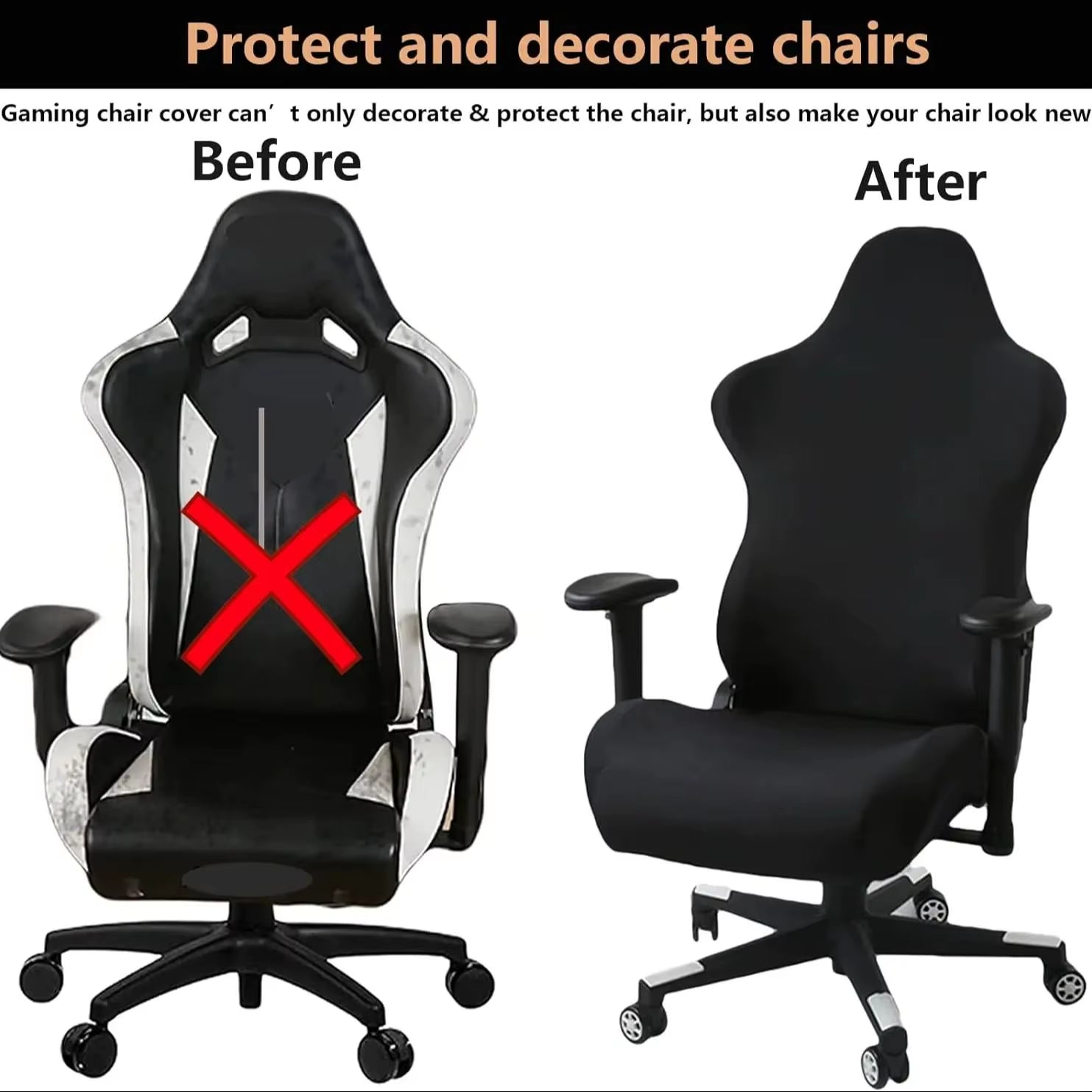 Transform Your Gaming Setup with Our 4-Piece Stretchable Chair Cover Set! 🎮🪑 #GamingChair #ChairCovers #GamerStyle