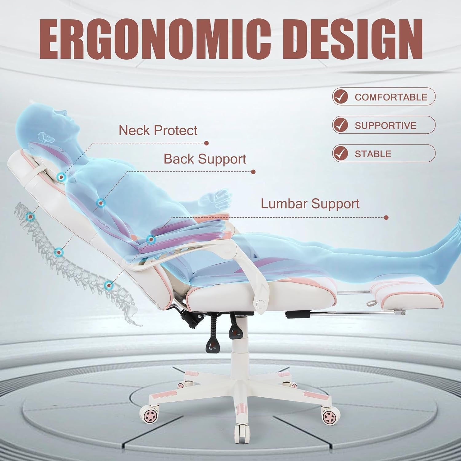 Level up your gaming setup with this adorable pink gaming chair! Perfect for girls and women, it features a reclining design, footrest, and even a massage function. Comfort meets style for the ultimate gaming experience! 🎮💖 #GamingChair #GamerGirl