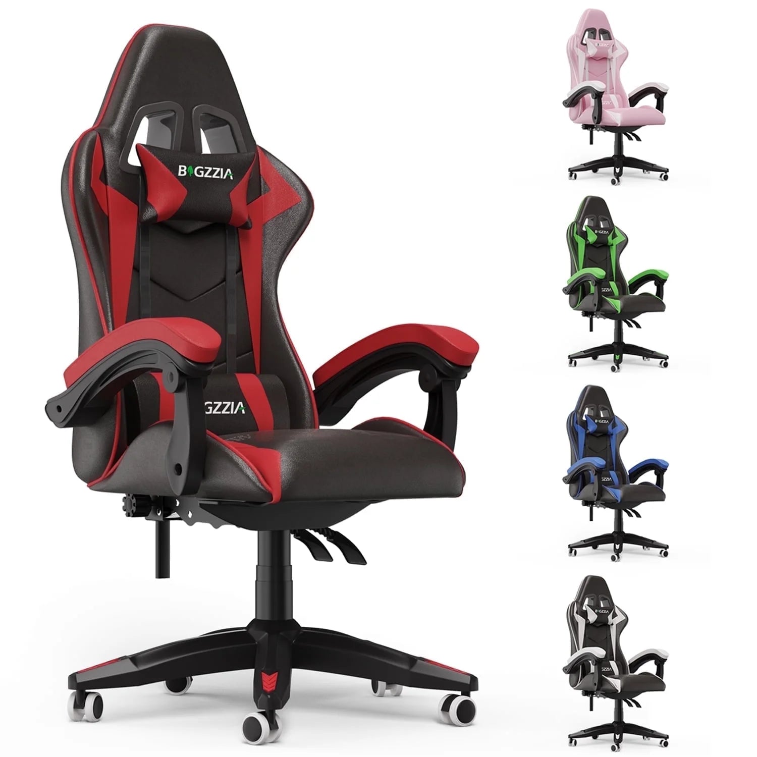 High-Back Gaming Chair Computer Racing Chair with Headrest and Lumbar Support for Back Pain, Pink