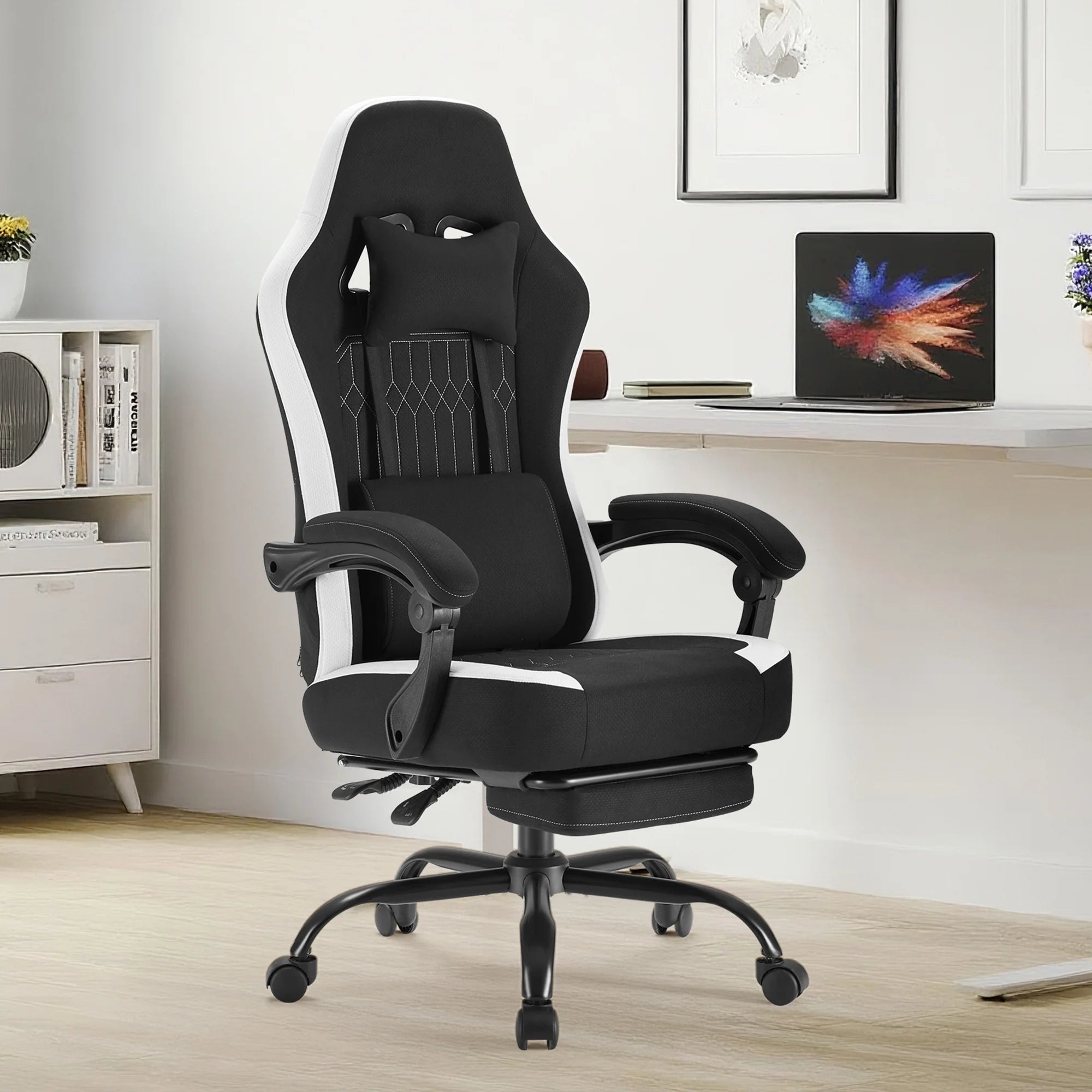 Gaming Chair, Office Chair High Back Computer Chair Executive Ergonomic Adjustable Swivel Task Chair, Black