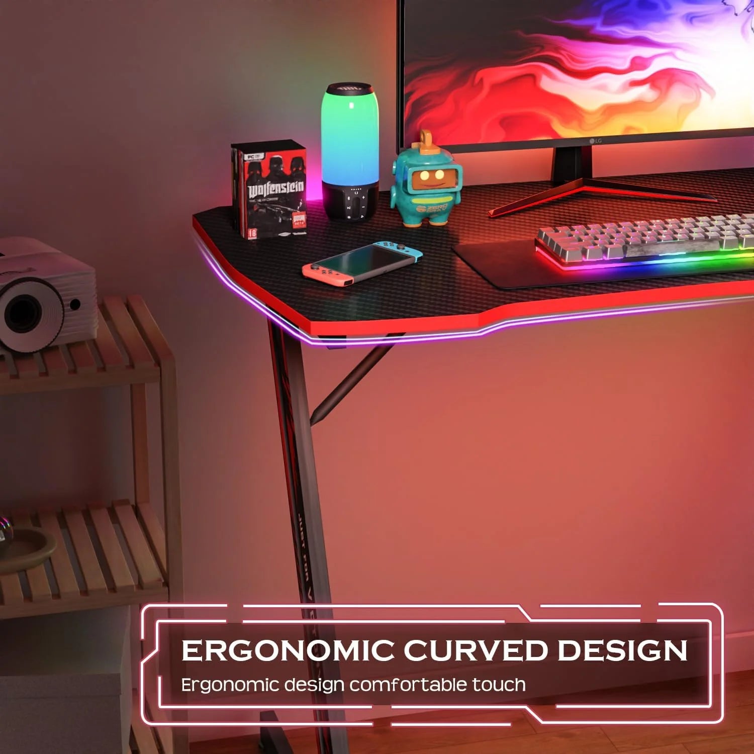 Transform your gaming experience with our 39" Z-Shaped Gaming Desk! 🎮✨ Super spacious and sturdy, plus it has a perfect headphone hook! 🔥 #GamingDesk #GameOn