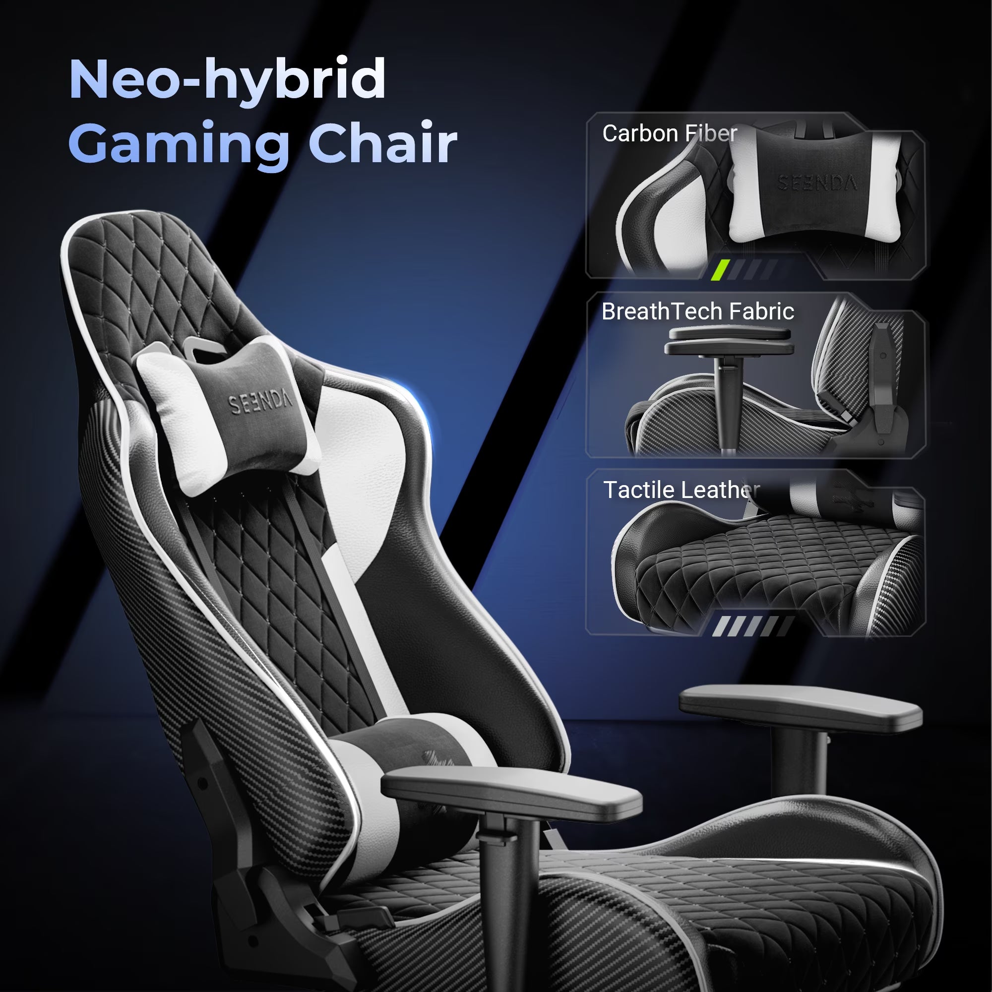 Gcpro-10 Big and Tall Gaming Chair with Footrest, High-Back Ergonomic Office Chair, Heavy Duty Reclining Computer Desk Chair with Adjustable Lumbar Support and Headrest