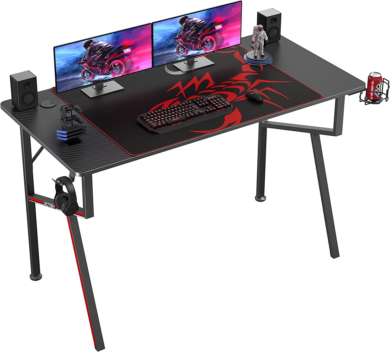 Transform Your Gaming Space! 🚀🖤 Discover the Ultimate 47-Inch K Shaped Desk with Everything You Need: Cable Management, Controller Stand, Cup Holder, Headphone Hook & a Free Mouse Pad! 🎮✨ #GamingDesk #GamerVibes