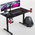 Gaming Desk 44 INCH, T- Shaped Carbon Fiber Surface Computer Desk with Full Desk Mouse Pad, Ergonomic E-Sport Style Gamer Desk with Double Headphone Hook, USB Gaming Rack, Cup Holder