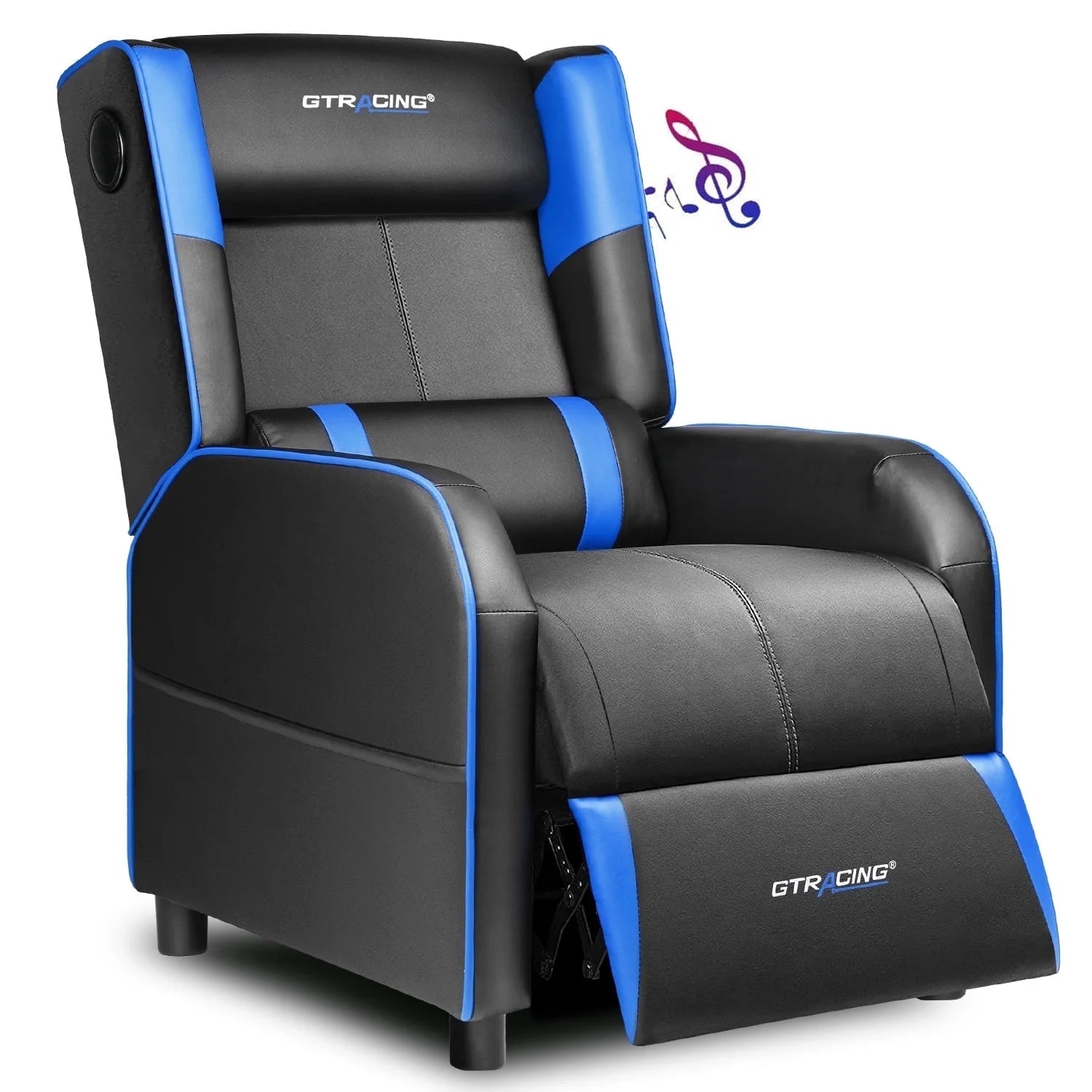 Level up your gaming experience with our sleek Blue Racing Style Recliner Chair! 🎮✨ Enjoy Bluetooth speakers, a cozy footrest, and massage lumbar support for ultimate comfort in your living room or home theater! 🛋️💙 #GamingChair #HomeTheater #ComfortGaming
