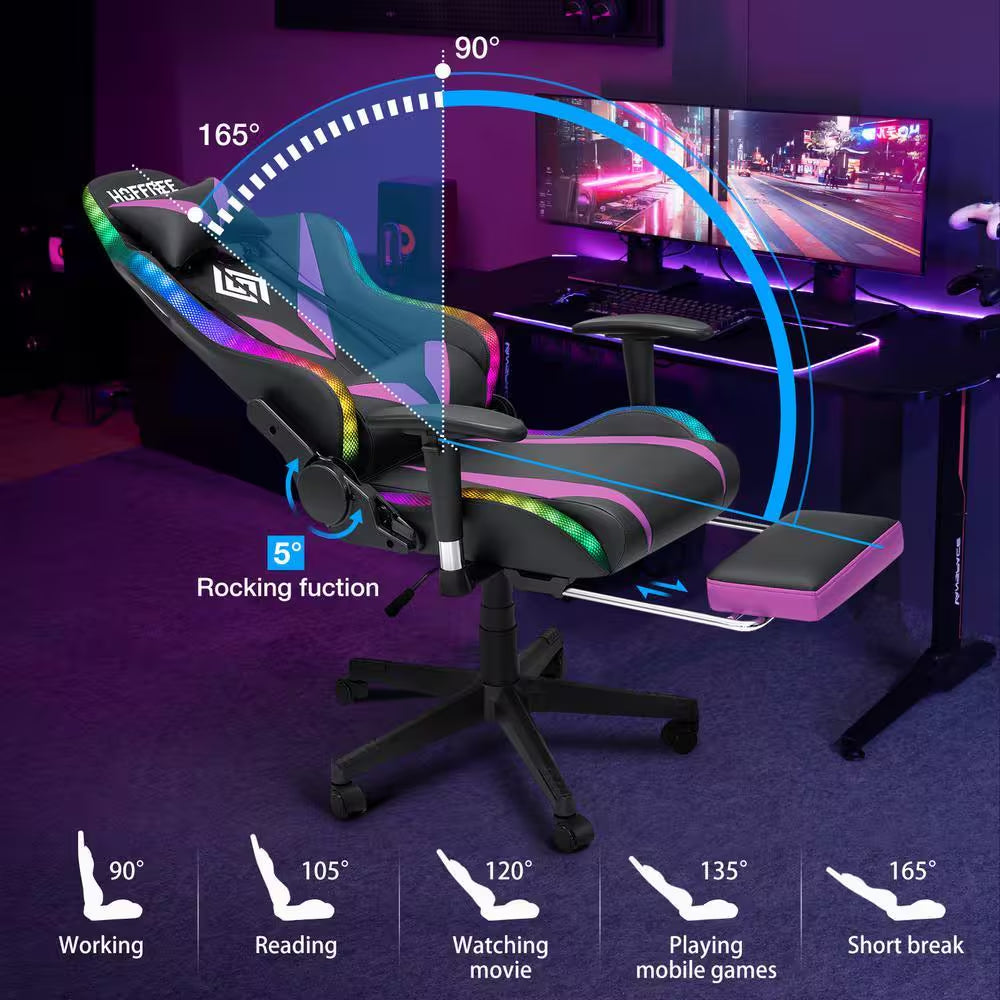 Level up your gaming experience with our Purple Faux Leather Massage LED Reclining Chair! 🎮✨ Enjoy Bluetooth speakers and adjustable armrests for ultimate comfort! 💜🛋️ #GamingChair #Ergonomic #GameOn