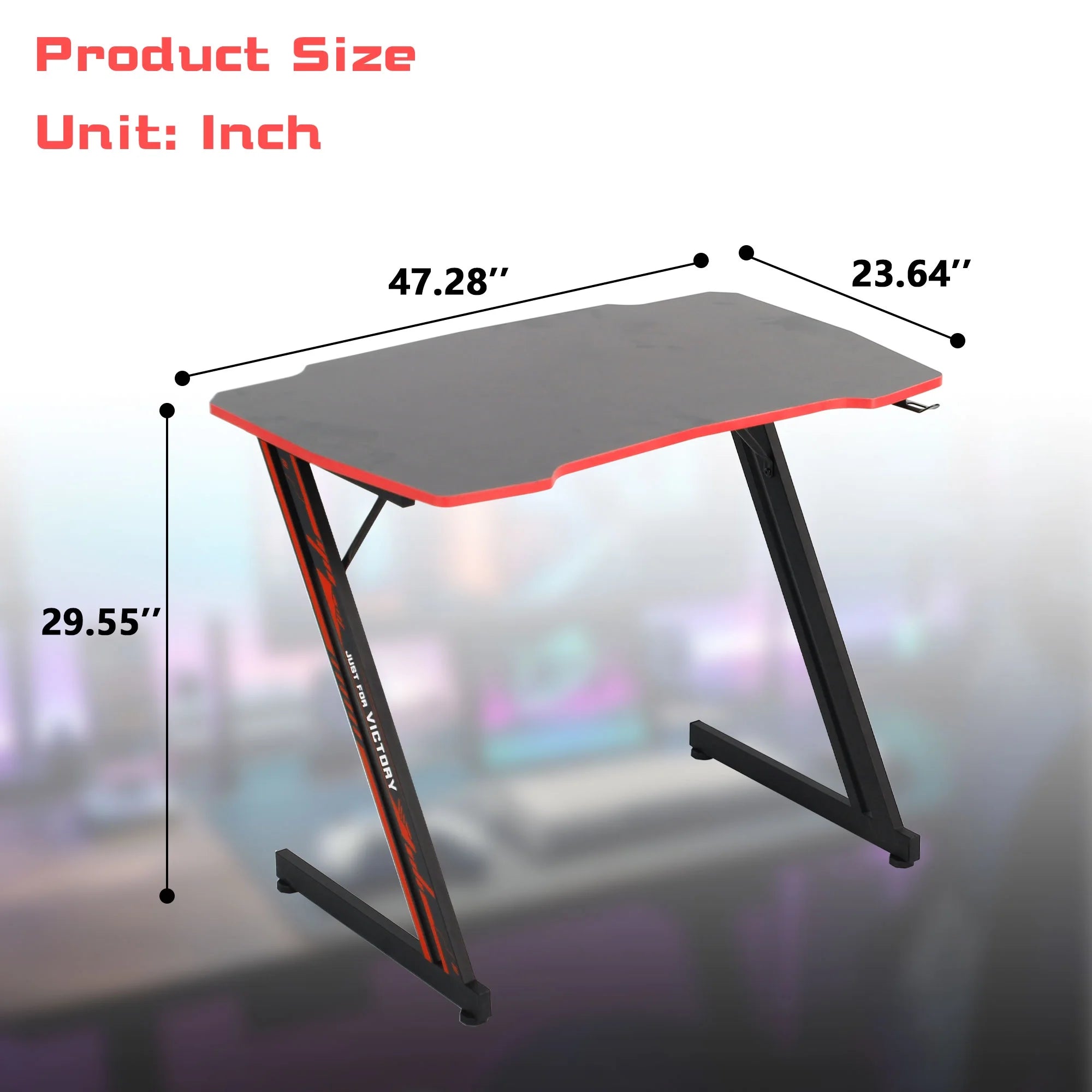 Upgrade Your Gaming Space with Our Stylish Z-Shaped Desk Featuring a Headphone Hook in Cool Blue/Red! 🎮✨