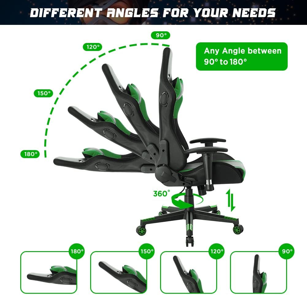 Level Up Your Gaming Setup! 🎮✨ Check Out This RGB LED Gaming Chair with Built-in Speakers, Perfect for Epic Gaming Sessions! 🪑💚 #GamingChair #GamerLife
