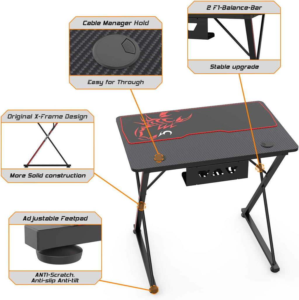Level up your gaming setup with our sleek 31" X-Shaped Gaming Desk! Perfect for small spaces, it features a handle rack, cup holder, and headphone hook. Get yours in black! 🎮🖤 #GamingDesk #GamerLife