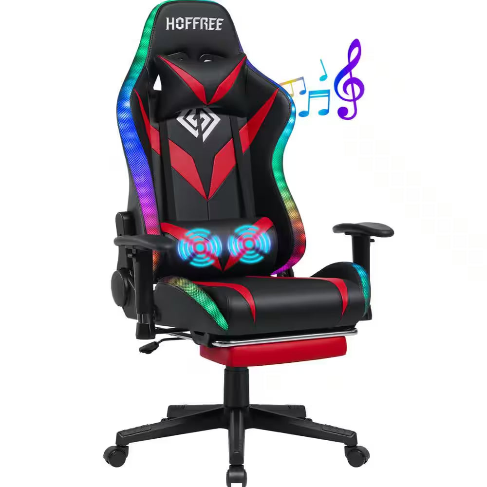Level up your gaming experience with our sleek Red Faux Leather Massage LED Reclining Chair! 🎮✨ Enjoy Bluetooth speakers and adjustable armrests for ultimate comfort! #GamingChair #ErgonomicDesign