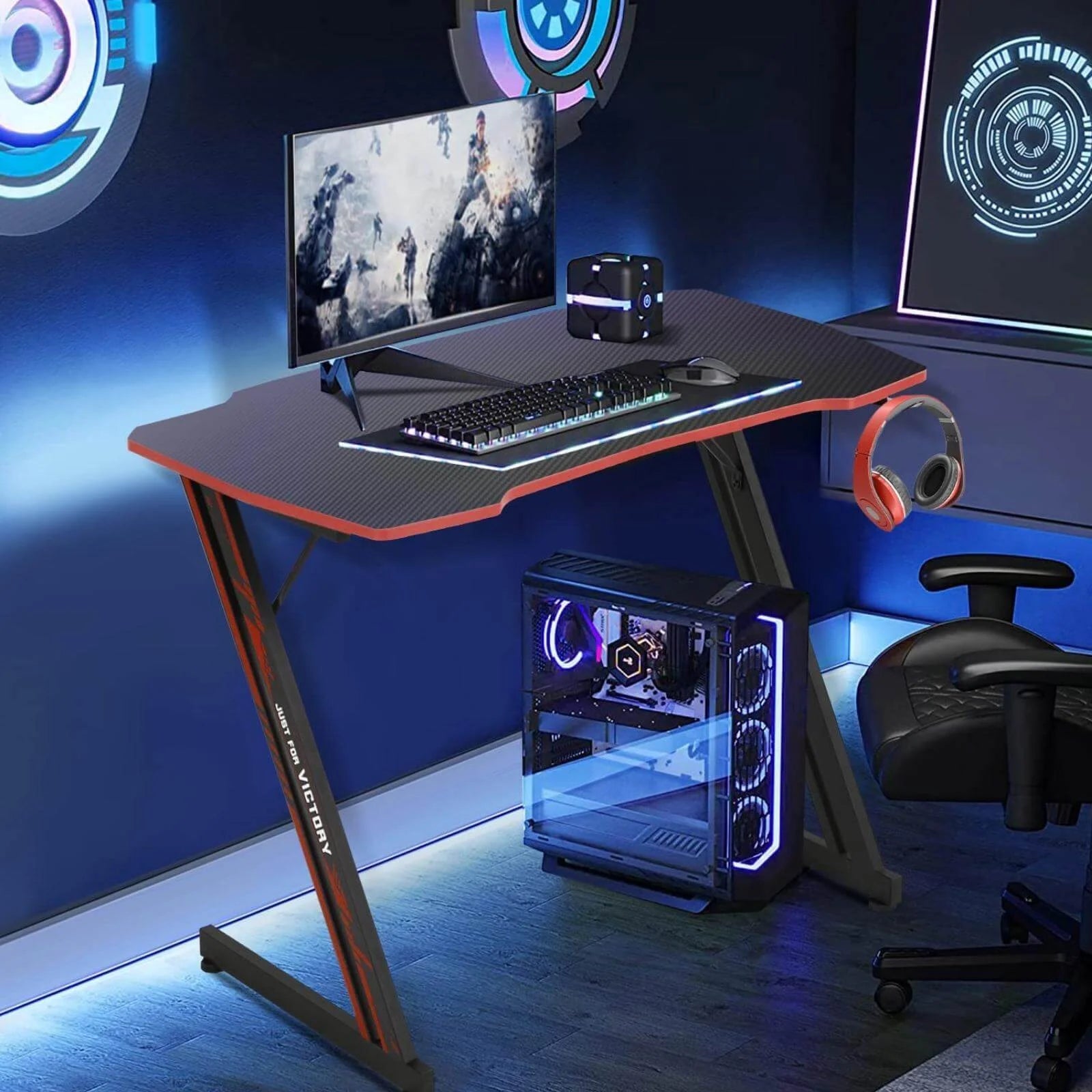 Level up your gaming setup with this sleek 39.4" Z-Shaped Desk! Perfect for your home office or gaming den, featuring an ergonomic design and handy headphone hook. 🚀🎮 #GamingDesk #GamerLife