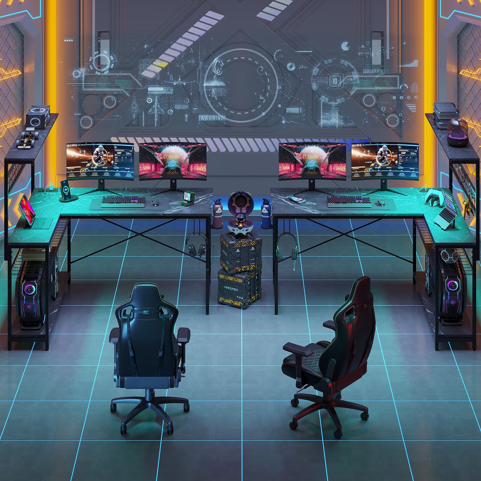 Level Up Your Gaming Setup! 🎮🖥️ Check Out This 51" L Shaped Gaming Desk with LED Lights, Power Outlets, and Stylish Black Marble Finish! Perfect for Home Office and Gamers! #GamingDesk #HomeOffice #GamerGear