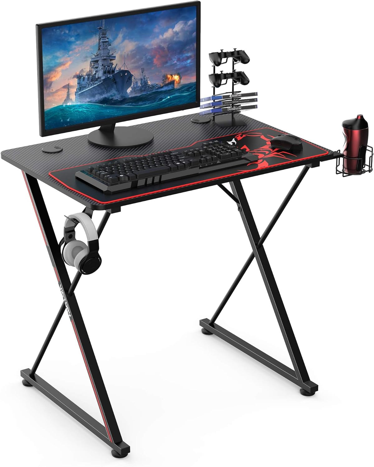 Level up your gaming setup with our sleek 31" X-Shaped Gaming Desk! Perfect for small spaces, it features a handle rack, cup holder, and headphone hook. Get yours in black! 🎮🖤 #GamingDesk #GamerLife