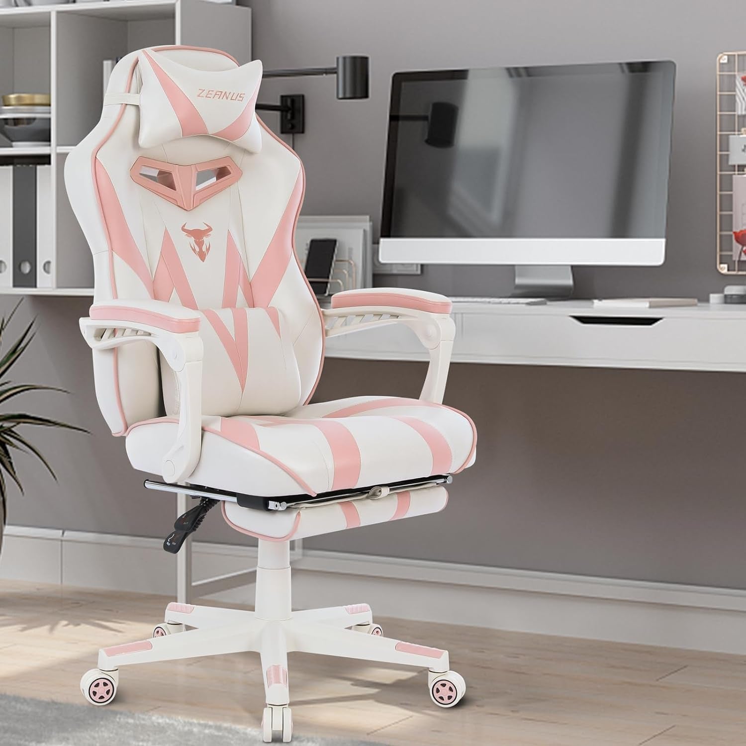 Level up your gaming setup with this adorable pink gaming chair! Perfect for girls and women, it features a reclining design, footrest, and even a massage function. Comfort meets style for the ultimate gaming experience! 🎮💖 #GamingChair #GamerGirl