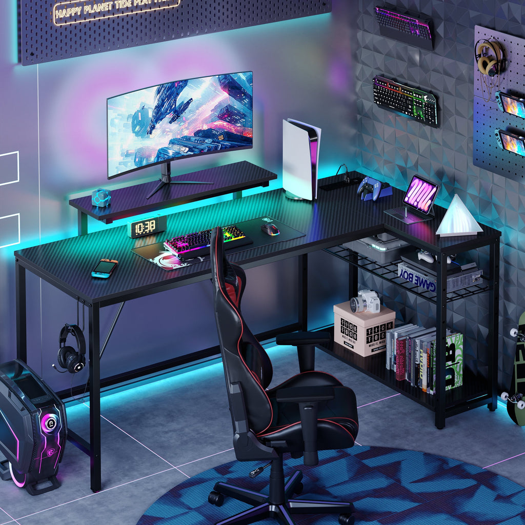 Level up your gaming setup! 🎮✨ Check out this sleek 58" L-Shaped Gaming Desk with LED lights, power outlet, and monitor stand! Perfect for your corner space! 🖥️💡 #GamingDesk #HomeOffice #GamerGoals
