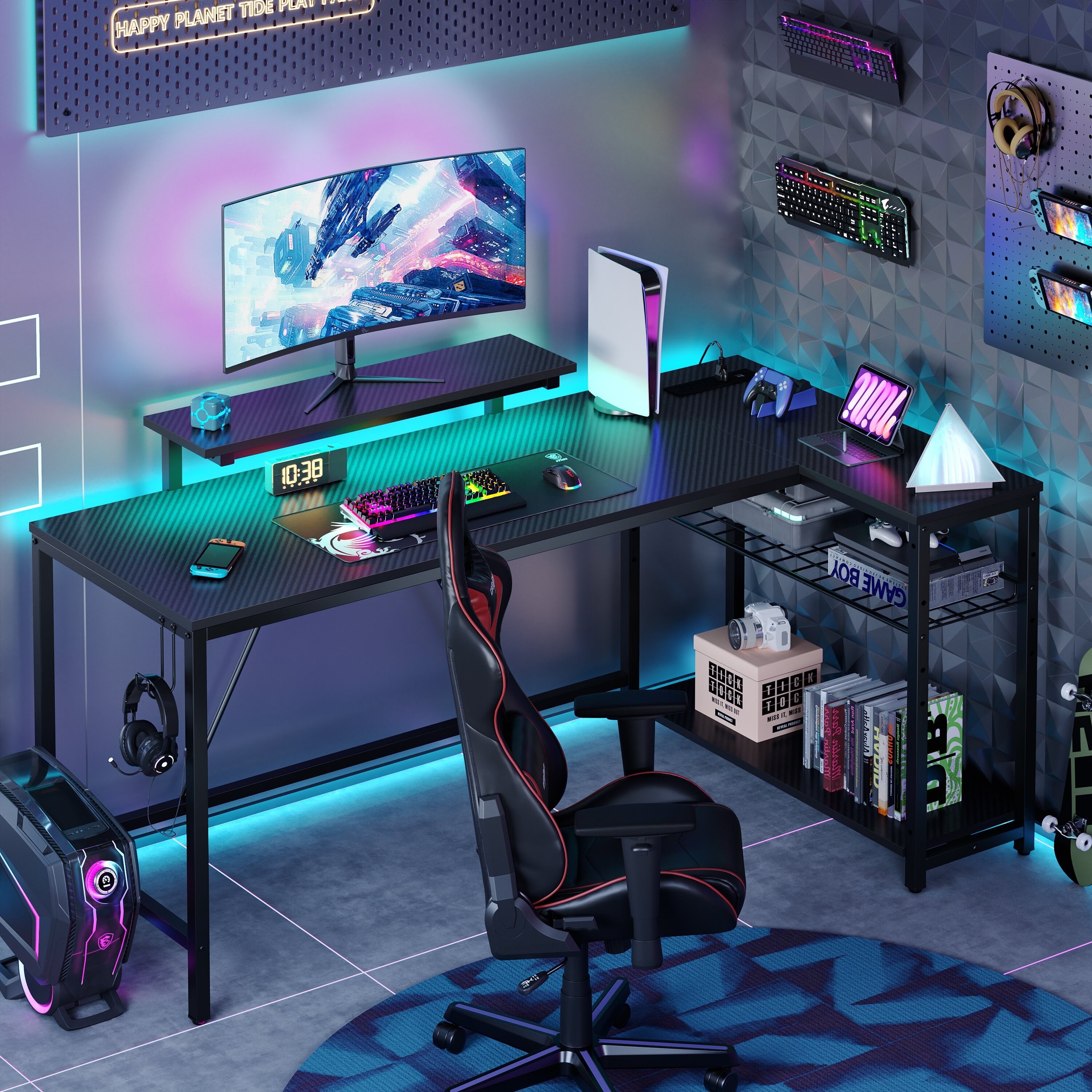 Level up your gaming setup! 🎮✨ Check out this sleek 58" L-Shaped Gaming Desk with LED lights, power outlet, and monitor stand! Perfect for your corner space! 🖥️💡 #GamingDesk #HomeOffice #GamerGoals