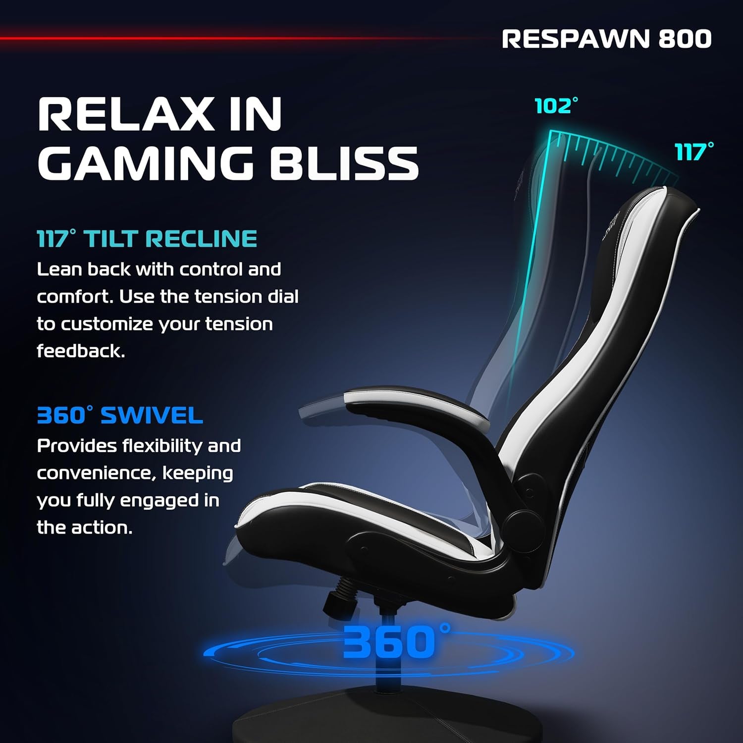 Level up your gaming experience with the ultimate 800 Swivel Rocker Chair! 🎮✨ Ergonomic design, lumbar support, and comfy flip-up armrests make every session epic! 🪑💥 #GamingChair #ComfortInStyle #GameOn