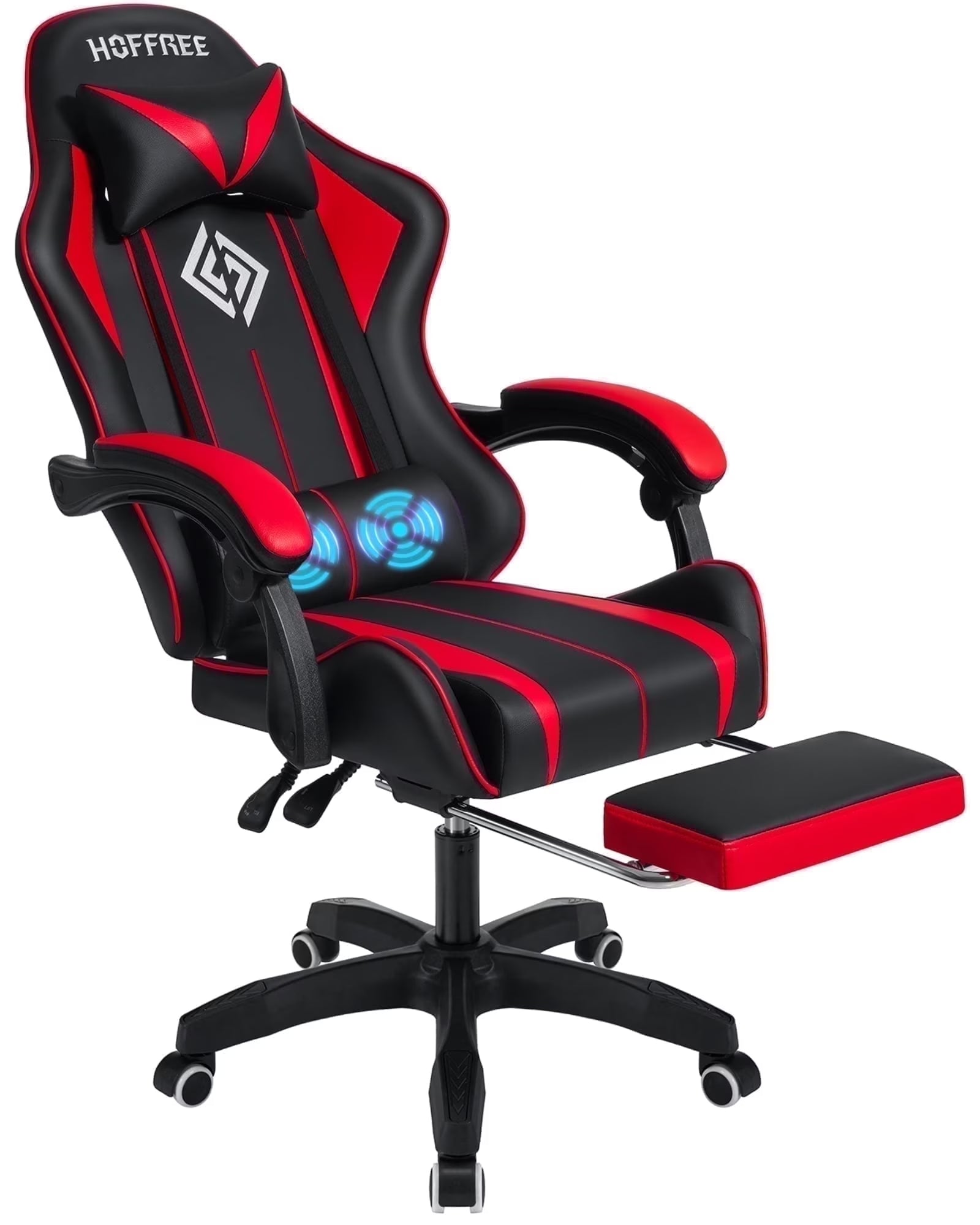 Gaming Chair Massage Game Chair with Footrest and Massage Lumbar Support Ergonomic Computer Chair Height Adjustable with Swivel Seat and Headrest