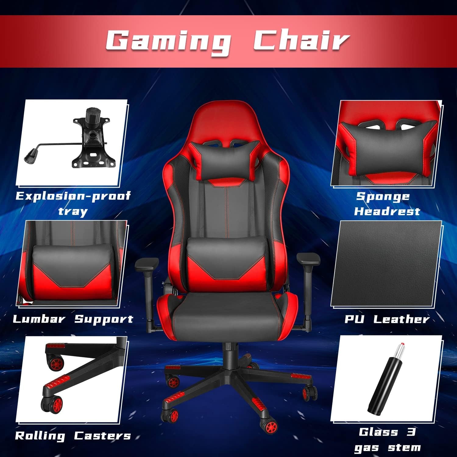 Level Up Your Gaming Experience with Our Ergonomic High Back Chair! Perfect for Teens, Supports Up to 400Lbs, Complete with Headrest & Lumbar Support! 🔥🕹️ #GamingChair #Comfort #GameOn