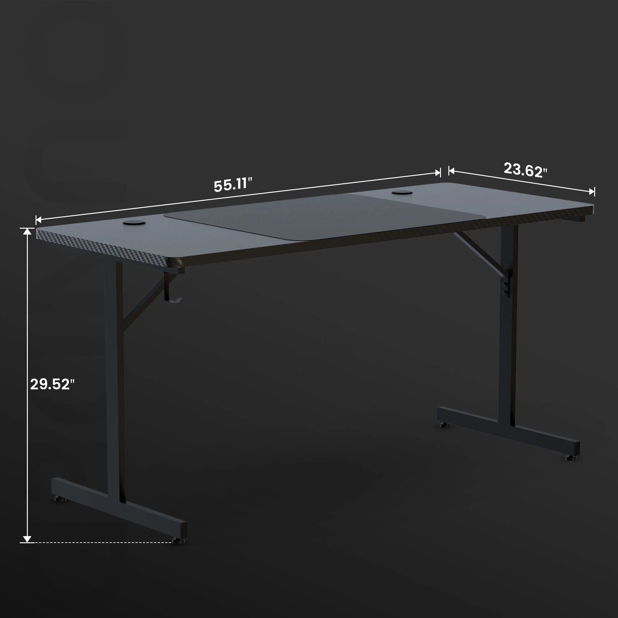 GTRACING 55" Large RGB Sturdy Gaming Desk with Mouse Pad T-Shaped Office Chair Computer Desk Spacious Work Surface Table, Black
