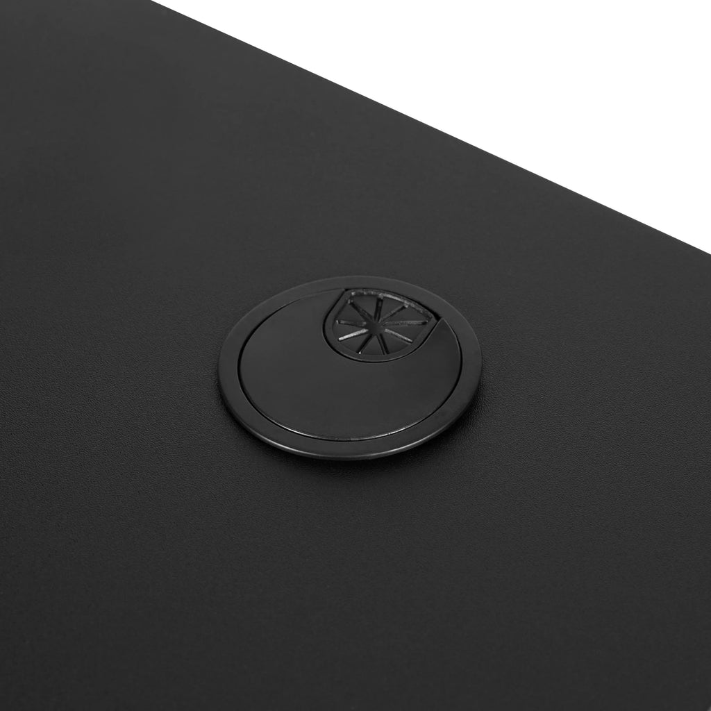 Black Gaming Desk with Cup Holder, Headphone Hook, and Monitor/Smartphone Stand
