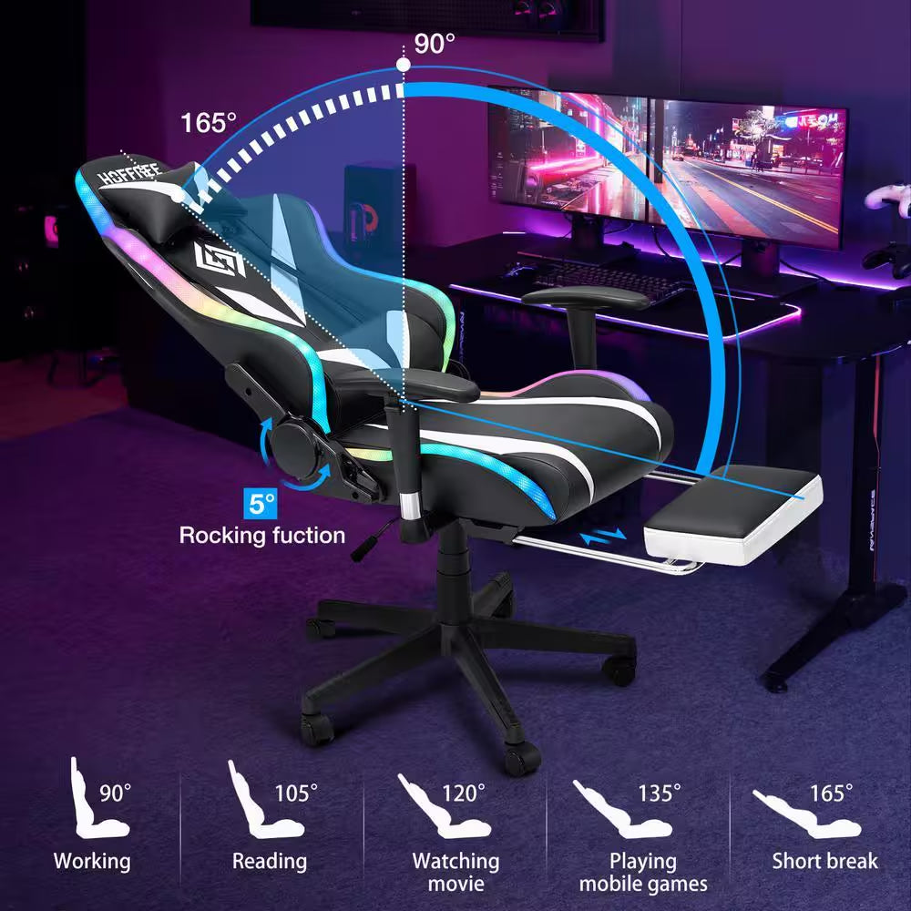 Level up your gaming experience with our sleek White Faux Leather LED Reclining Chair featuring Bluetooth Speakers and adjustable armrests! 🎮✨ #GamingChair #ErgonomicDesign #BluetoothSpeakers