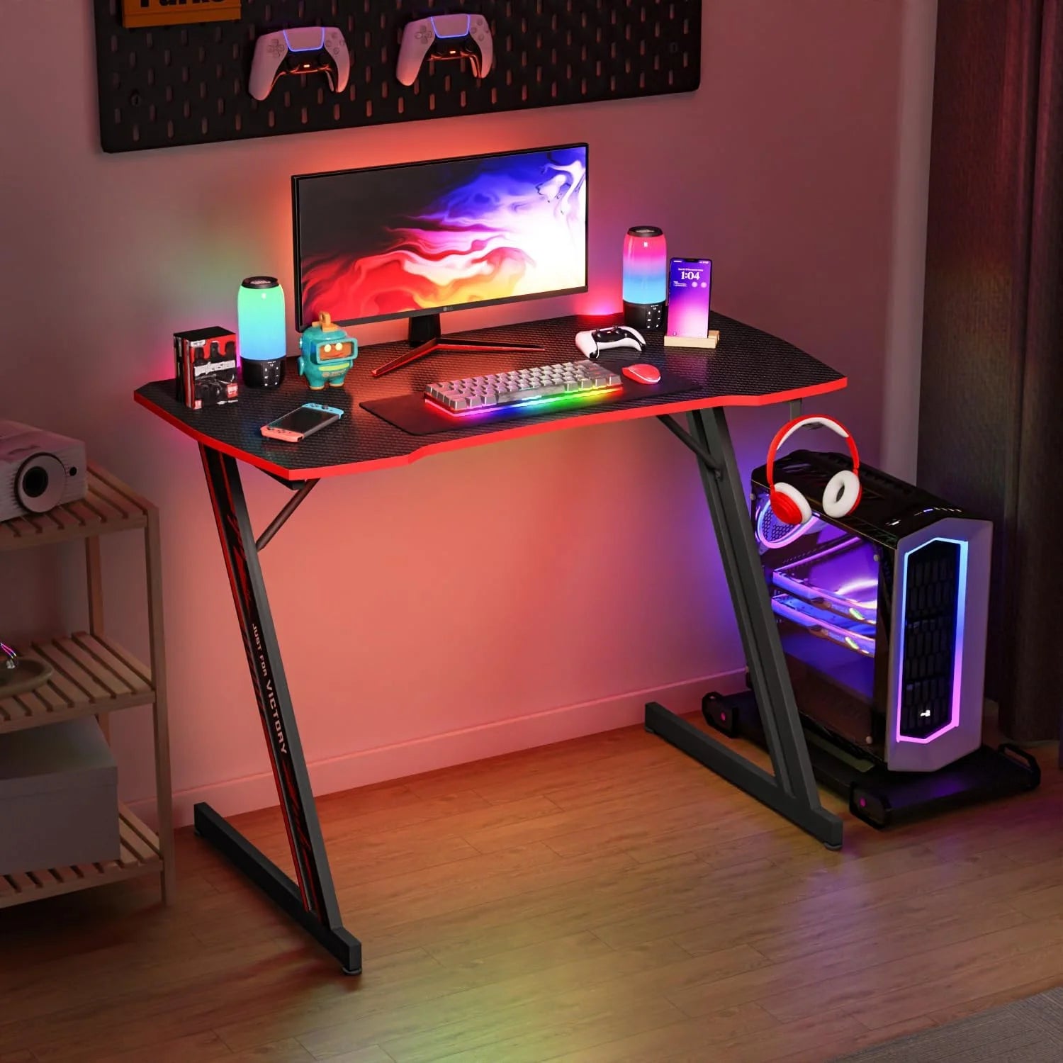 Transform your gaming experience with our 39" Z-Shaped Gaming Desk! 🎮✨ Super spacious and sturdy, plus it has a perfect headphone hook! 🔥 #GamingDesk #GameOn