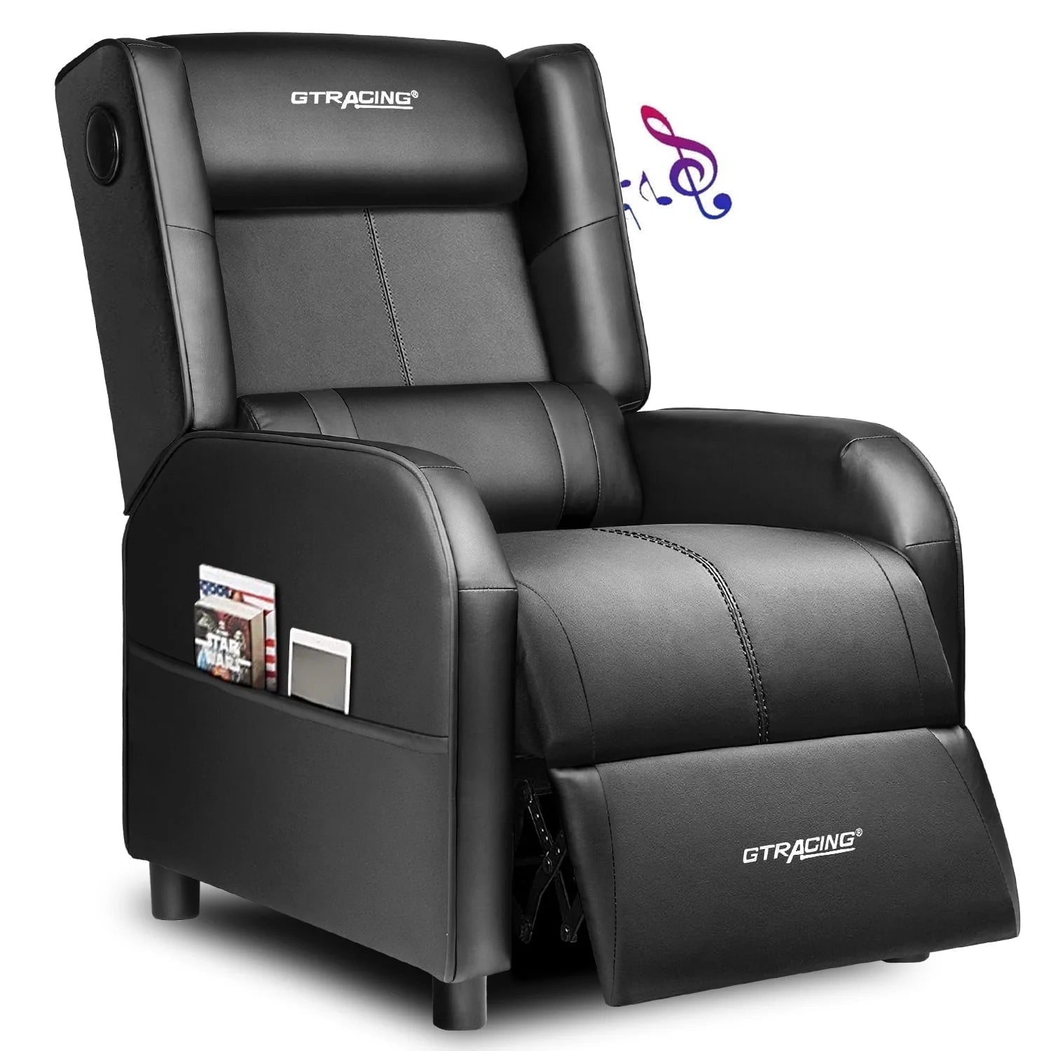 Level up your gaming experience with our sleek Black Recliner Chair! 🎮🛋️ Enjoy ultimate comfort with built-in Bluetooth speakers and a cozy footrest! #GamingChair #HomeTheater #ComfortGaming