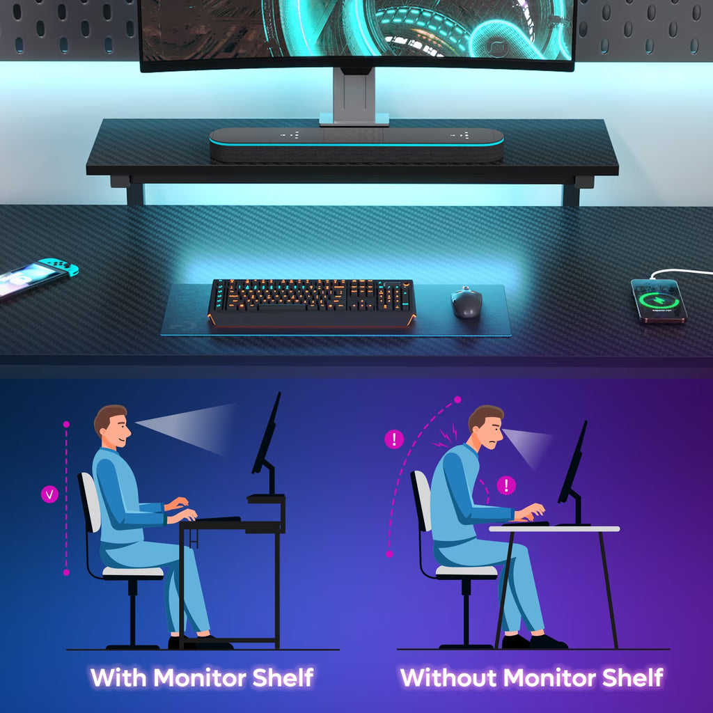 Level up your gaming setup! 🎮✨ Check out this sleek 58" L-Shaped Gaming Desk with LED lights, power outlet, and monitor stand! Perfect for your corner space! 🖥️💡 #GamingDesk #HomeOffice #GamerGoals