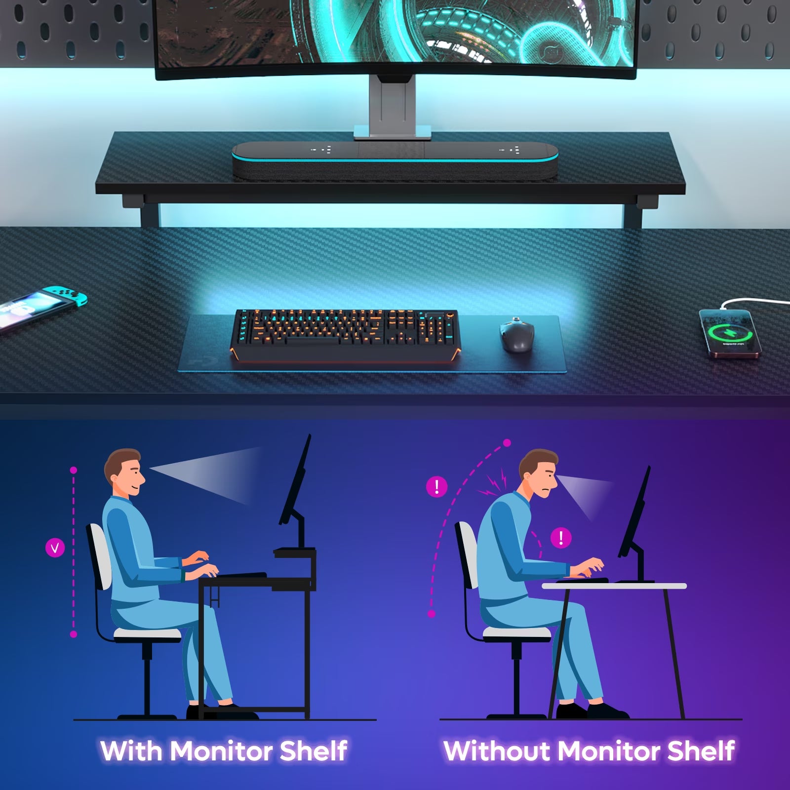 Level up your gaming setup! 🎮✨ Check out this sleek 58" L-Shaped Gaming Desk with LED lights, power outlet, and monitor stand! Perfect for your corner space! 🖥️💡 #GamingDesk #HomeOffice #GamerGoals
