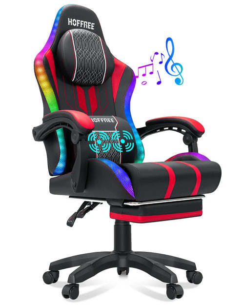 Big and Tall Gaming Chair with Speakers Office Chair with Footrest Heavy Duty Gamer Chair with Lumbar Support Height Adjustable 360-Swivel Seat and Headrest for Adults, 400Lbs