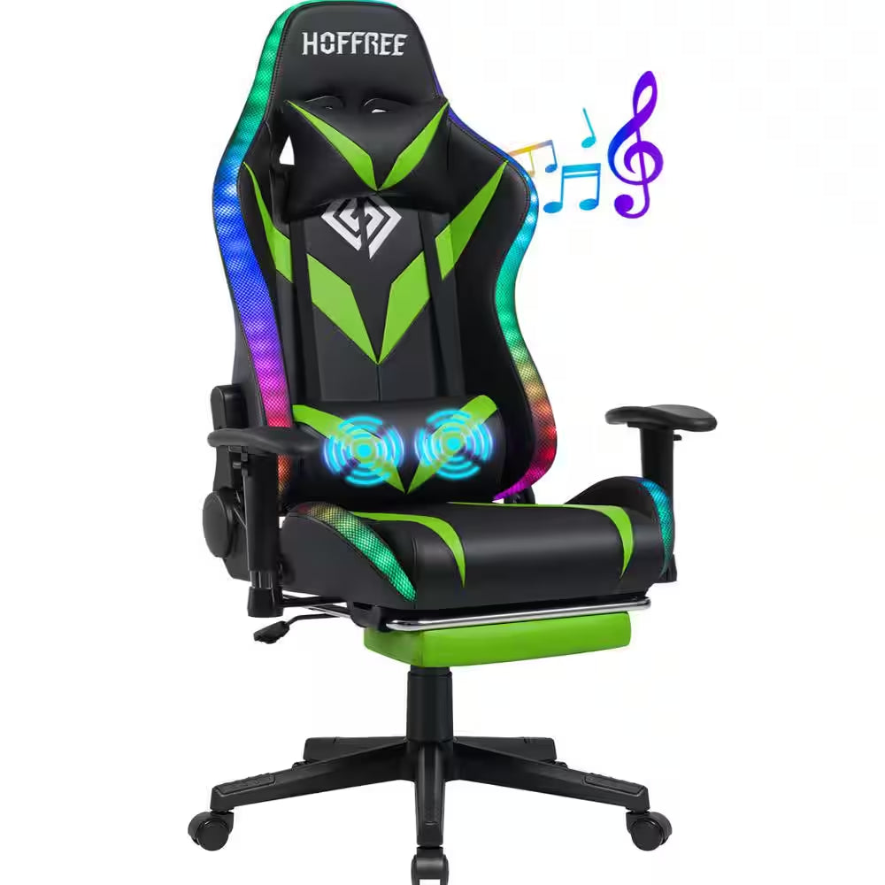 Level up your gaming setup with our sleek Green Faux Leather Massage Reclining Chair! 🎮✨ Enjoy Bluetooth speakers and adjustable armrests for ultimate comfort! #GamingChair #ErgonomicDesign #BluetoothSpeakers