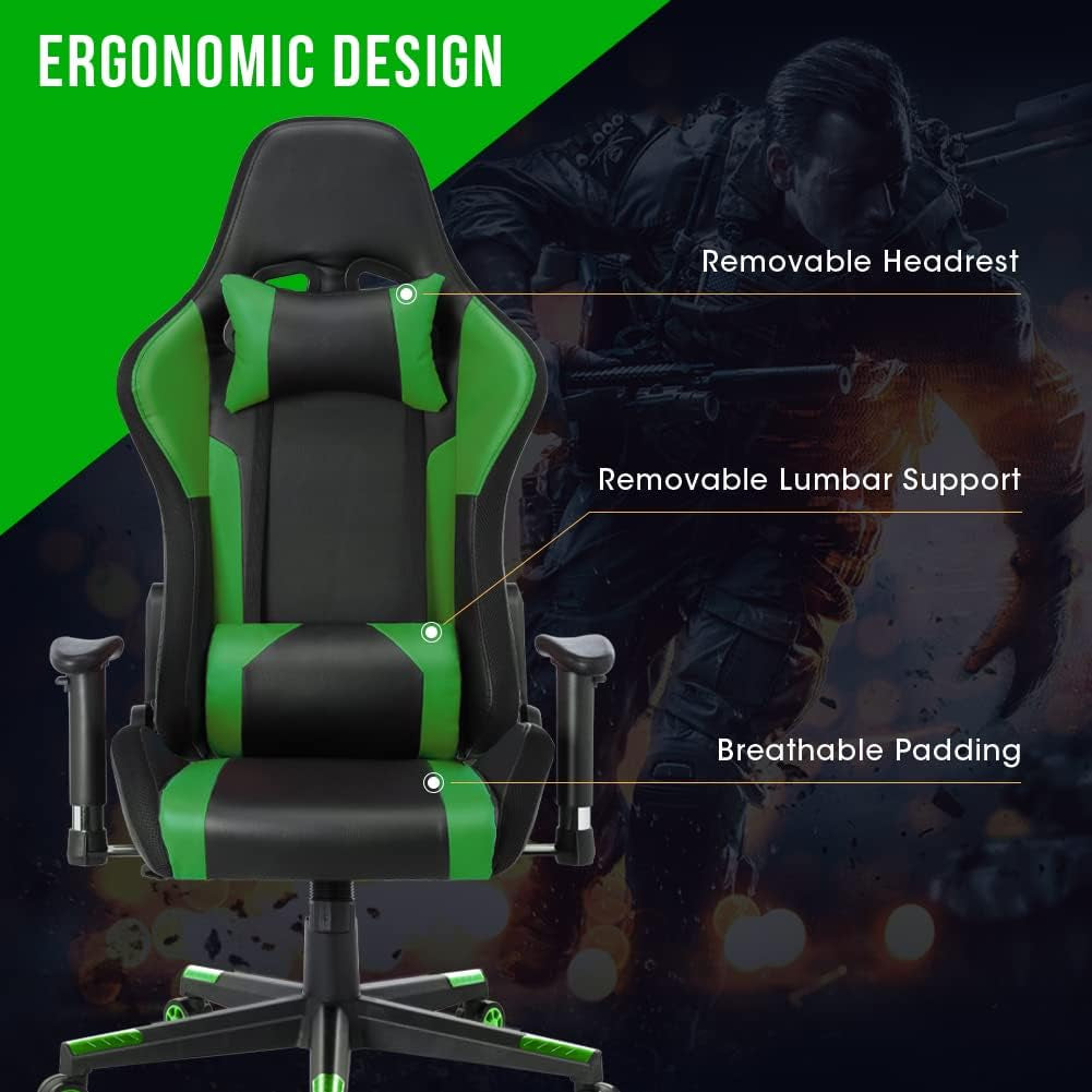 Level Up Your Gaming Setup! 🎮✨ Check Out This RGB LED Gaming Chair with Built-in Speakers, Perfect for Epic Gaming Sessions! 🪑💚 #GamingChair #GamerLife