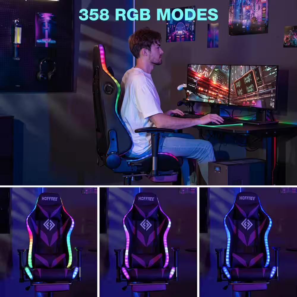 Level up your gaming experience with our Purple Faux Leather Massage LED Reclining Chair! 🎮✨ Enjoy Bluetooth speakers and adjustable armrests for ultimate comfort! 💜🛋️ #GamingChair #Ergonomic #GameOn