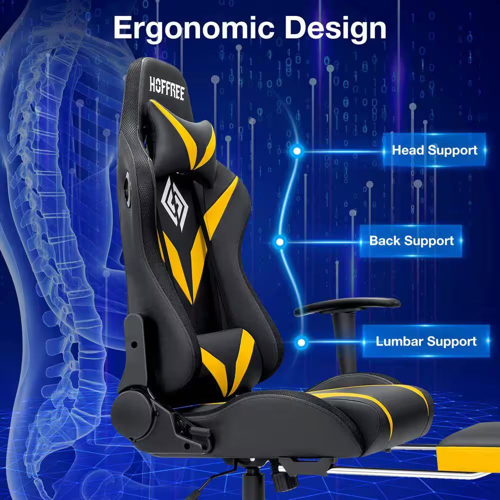 Level up your gaming experience with this sleek Yellow Faux Leather Massage LED Reclining Chair! 🎮✨ Enjoy Bluetooth speakers and adjustable armrests for ultimate comfort! 🛋️🔊 #GamingChair #Ergonomic #GamerLife