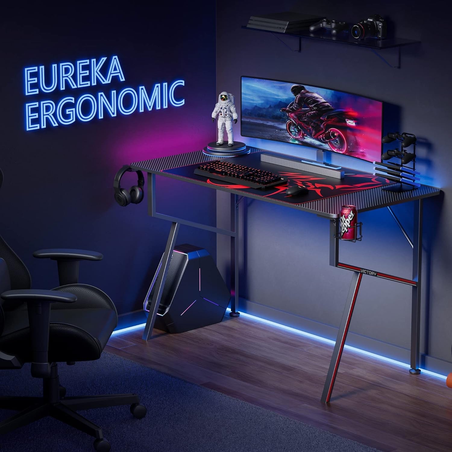Transform Your Gaming Space! 🚀🖤 Discover the Ultimate 47-Inch K Shaped Desk with Everything You Need: Cable Management, Controller Stand, Cup Holder, Headphone Hook & a Free Mouse Pad! 🎮✨ #GamingDesk #GamerVibes