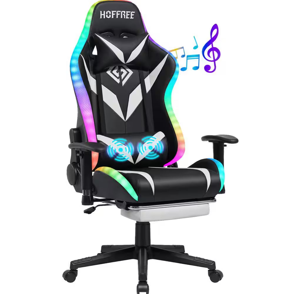 Level up your gaming experience with our sleek White Faux Leather LED Reclining Chair featuring Bluetooth Speakers and adjustable armrests! 🎮✨ #GamingChair #ErgonomicDesign #BluetoothSpeakers